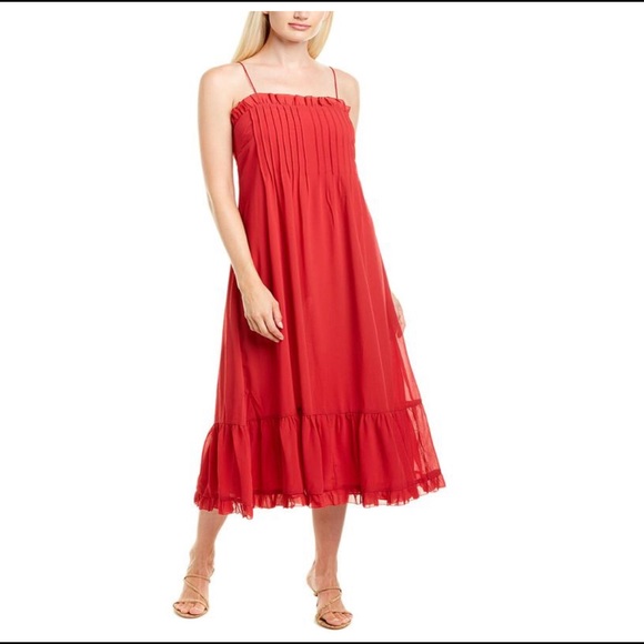 Madewell Dresses & Skirts - Madewell Pintucked Midi Dress Red Chiffon 12
